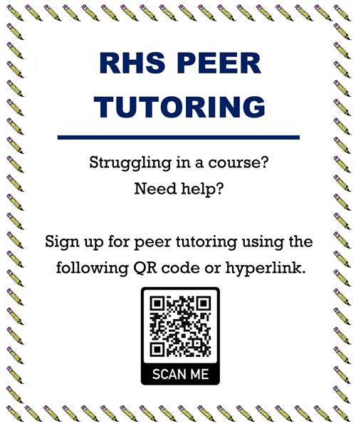 RHS Peer Tutoring scan qr code or complete survey below for help